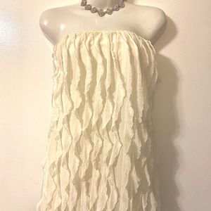 Cream Ruffled Strapless Top